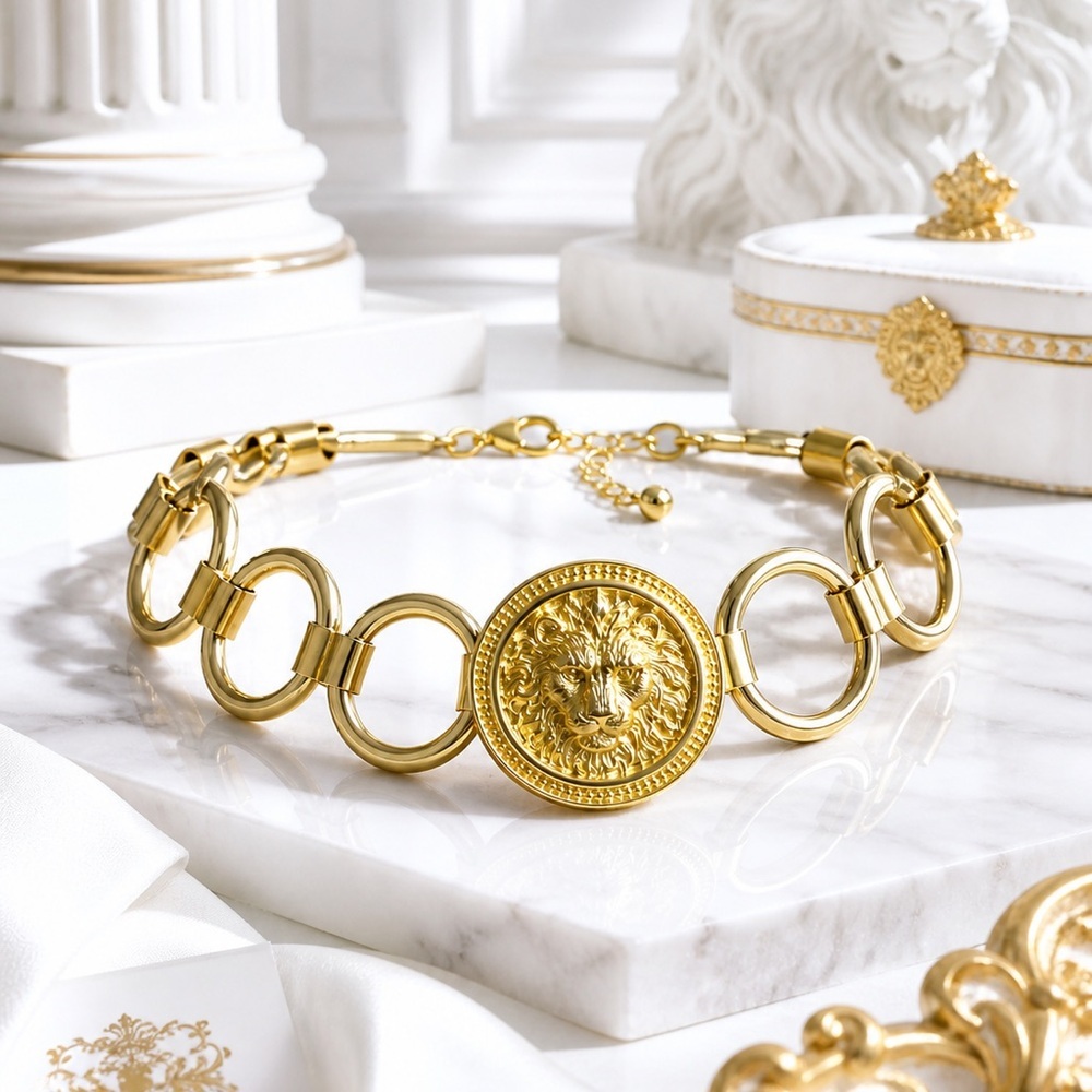 Rubyrudi Lion Of Judah Medallion Choker • Gold Collar • Necklace • Glam Chain
